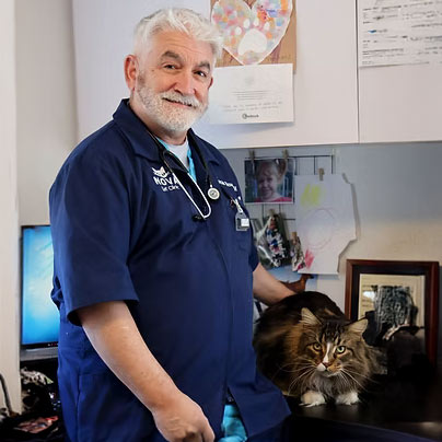 Dr. Marcus Brown with cat